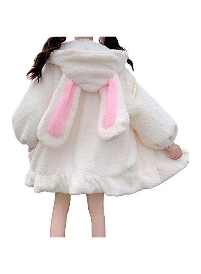 Women Cute Bunny Ear Long Sleeve Fuzzy Fluffy Rabbit Tops Sweatshirt Hoodie Jacket Coats  - Image 1