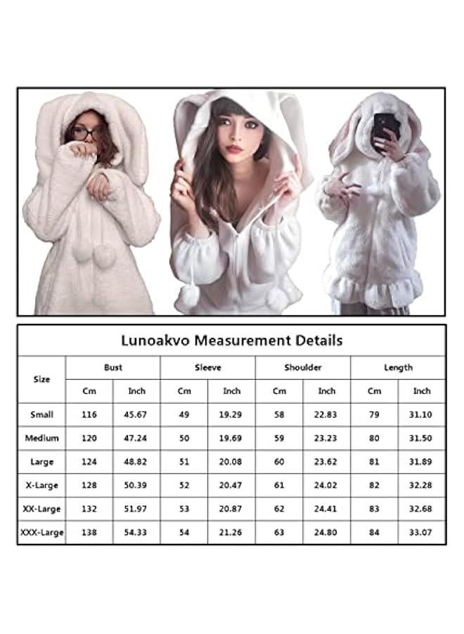 Women Cute Bunny Ear Long Sleeve Fuzzy Fluffy Rabbit Tops Sweatshirt Hoodie Jacket Coats  - Image 4