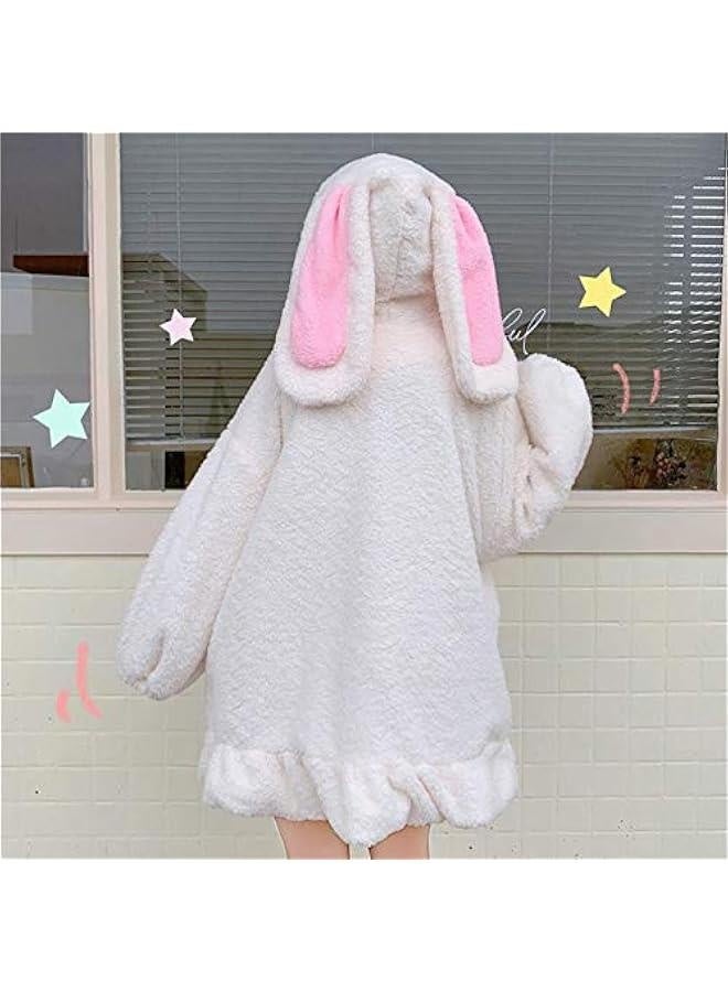 Women Cute Bunny Ear Long Sleeve Fuzzy Fluffy Rabbit Tops Sweatshirt Hoodie Jacket Coats  - Image 5