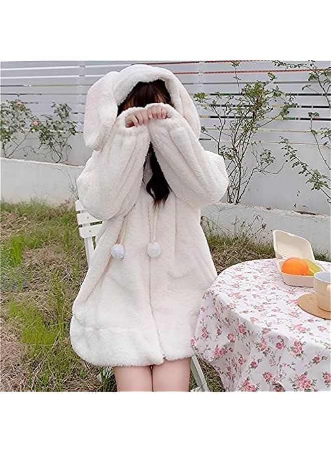 Women Cute Bunny Ear Long Sleeve Fuzzy Fluffy Rabbit Tops Sweatshirt Hoodie Jacket Coats  - Image 2