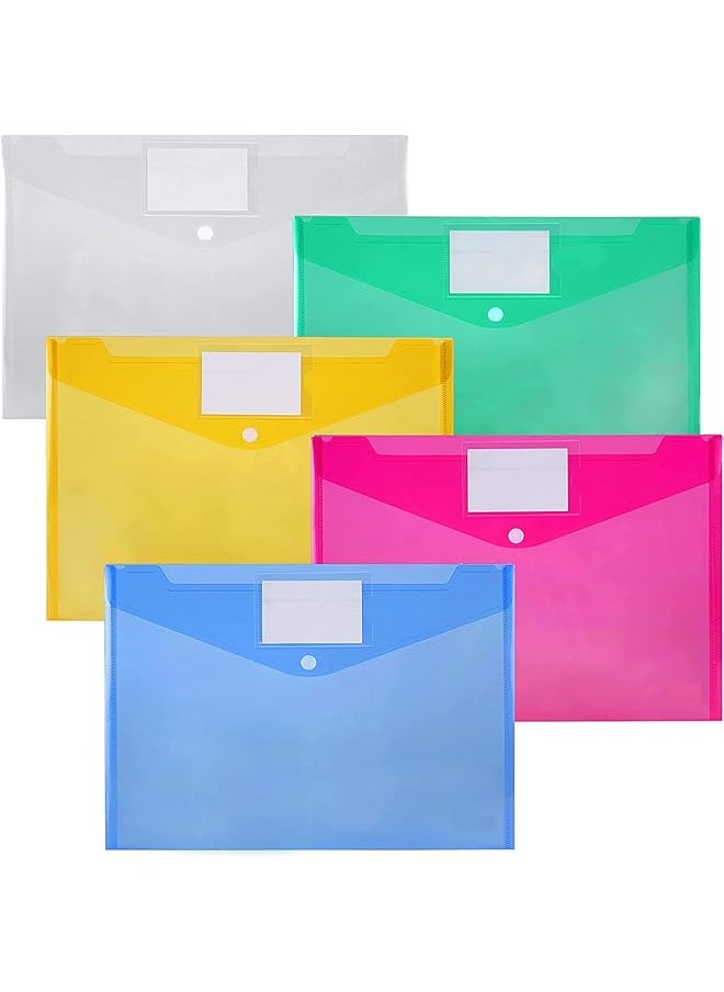 A4 Plastic Envelopes 5Pcs Plastic Pocket Folders Clear Document Folders Plastic File Folder With Label Pocket Snap Button Closure For School Home Office 5 Colors - pzsku/ZCA7B63E57DC0B1AE9F61Z/45/_/1740916173/4f9313ce-28cc-400e-9d63-5814a116701b