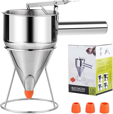 choxila choxila Choxila 40oz Pancake Batter Dispenser, Stainless Steel 4 Caliber Funnel Cake Dispenser with Stand Great for  - Image 1
