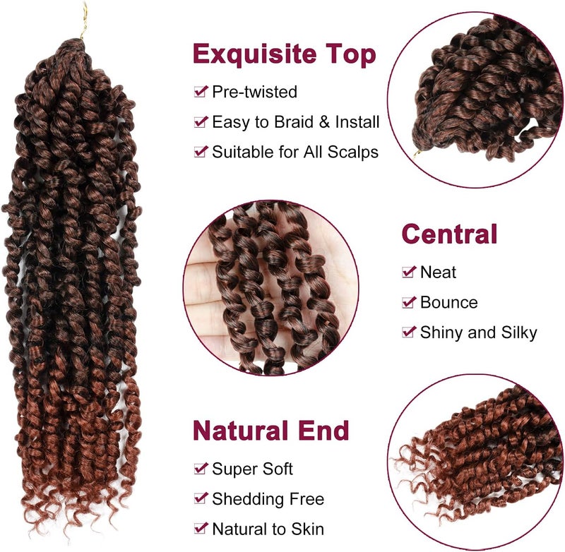 NAYOO Passion Twist Hair - 8 Packs 12 Inch Passion Twist Crochet Hair For Women, Crochet Pretwisted Curly Hair Passion Twists Synthetic Braiding Hair Extensions (12 Inch 8 Packs, T350) - Image 3