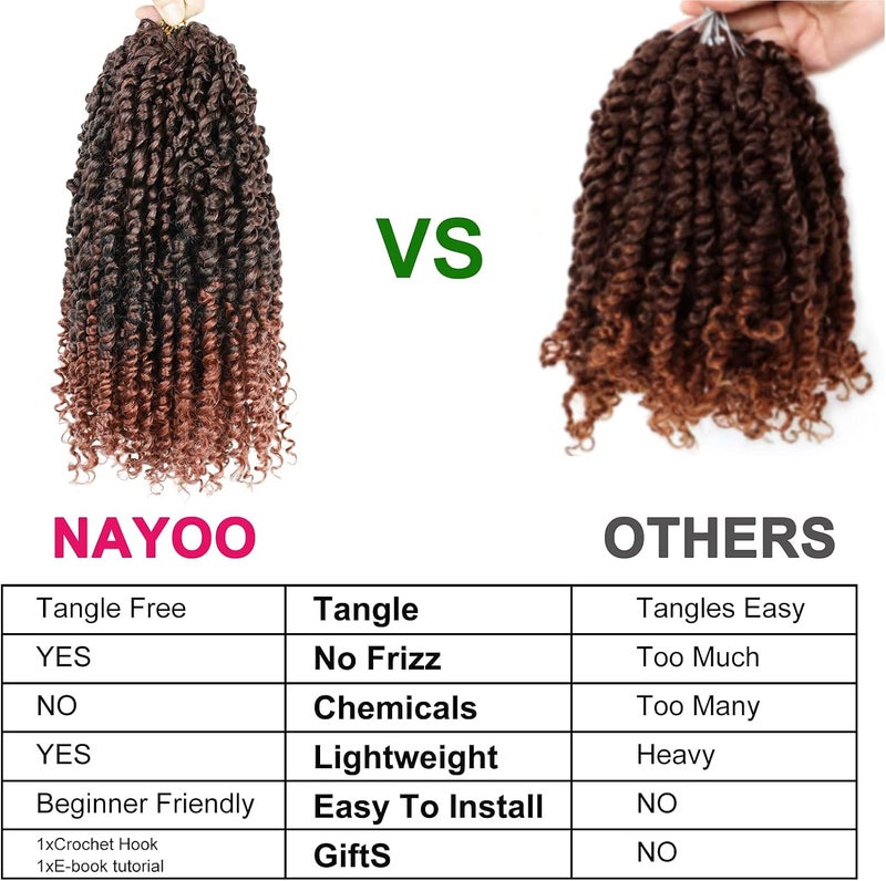 NAYOO Passion Twist Hair - 8 Packs 12 Inch Passion Twist Crochet Hair For Women, Crochet Pretwisted Curly Hair Passion Twists Synthetic Braiding Hair Extensions (12 Inch 8 Packs, T350) - Image 4
