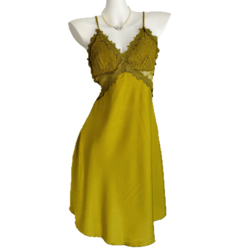 Elegant Lace-Trimmed Nightgown - Smooth Silk-Touch Sleepwear Slip Dress for Women - Image 5