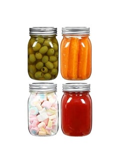 erorex 4 Pack Wide Mouth Mason Jars 16oz Glass Canning Jars with Airtight Lids and Bands for Preserving, Jam, Honey, Jelly, Wedding Favors, Sauces, Meal Prep, Overnight Oats, Salad, Yogurt  - Image 1