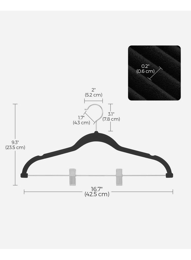 SONGMICS SONGMICS 30-Pack Pants Hangers, 16.7-Inch Long Velvet Hanger with Adjustable Clips, Heavy-Duty, Non-Slip Skirt Hangers, Space-Saving for Pants, Skirts, Coats, Dresses, Black UCRF12B30 - Image 5