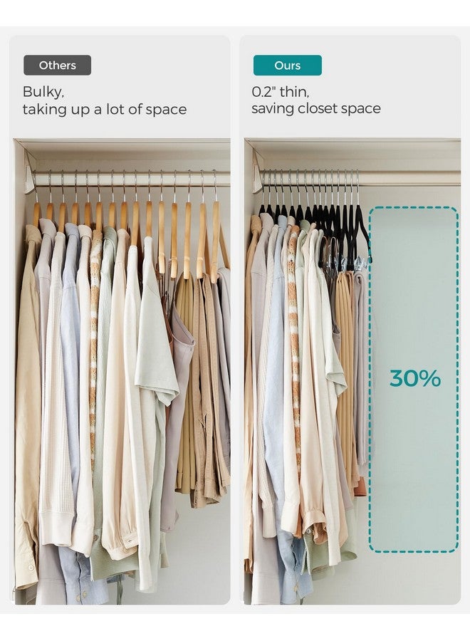 SONGMICS SONGMICS 30-Pack Pants Hangers, 16.7-Inch Long Velvet Hanger with Adjustable Clips, Heavy-Duty, Non-Slip Skirt Hangers, Space-Saving for Pants, Skirts, Coats, Dresses, Black UCRF12B30 - Image 4