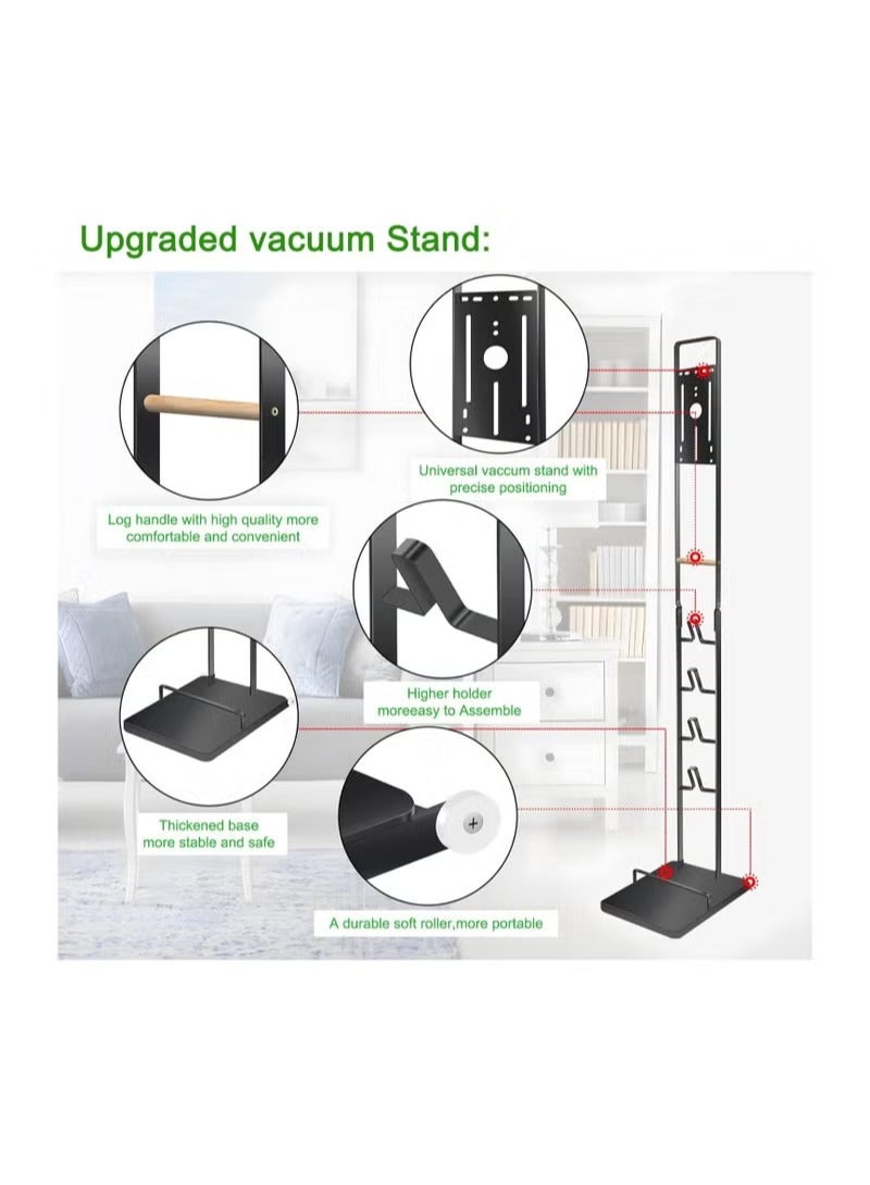 YelaJoy Vacuum Cleaner Stand – Vacuum Holder with Wheels for Dyson V15 V11 V10 V8 V7 V6 - Metal Floor Stand Compatible for T30 T20 V12 V11 V10 No Drilling Vacuum Storage Rack (Black). - Image 4