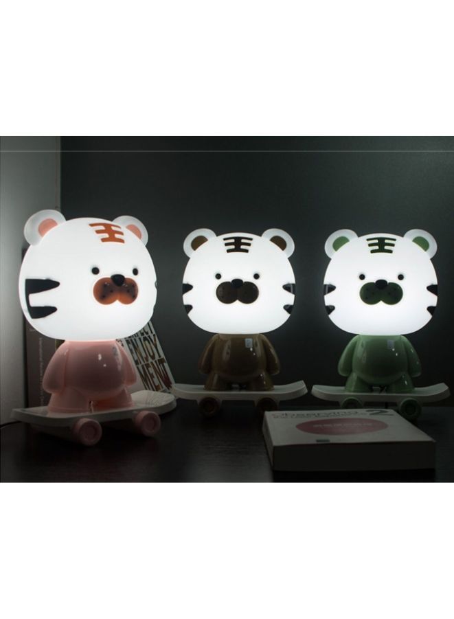 Children's Dimming Cartoon Tiger Table Lamp Warm Light Pupils Eye Protection LED Plug-in Bedside Bedroom Lamp, Green - Image 3