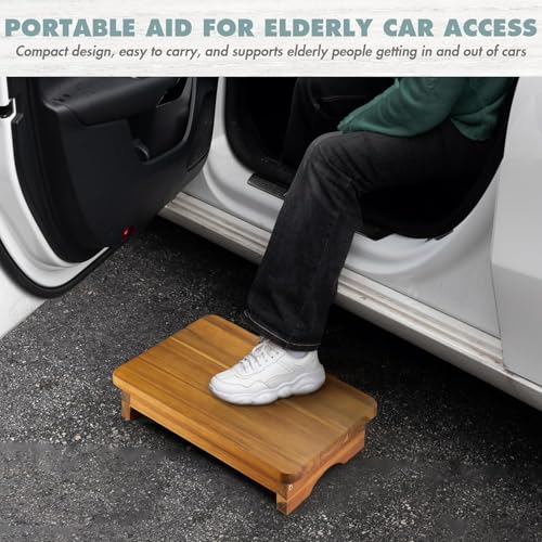 Carpentray Wooden Step Stool, 3.5'' One Step Stool for Adults, Wooden Beside with 550 Lbs Load Capacity, Heavy Duty/Durable Construction Safe for Bedroom/Kitchen (3.5in Height) - Image 4