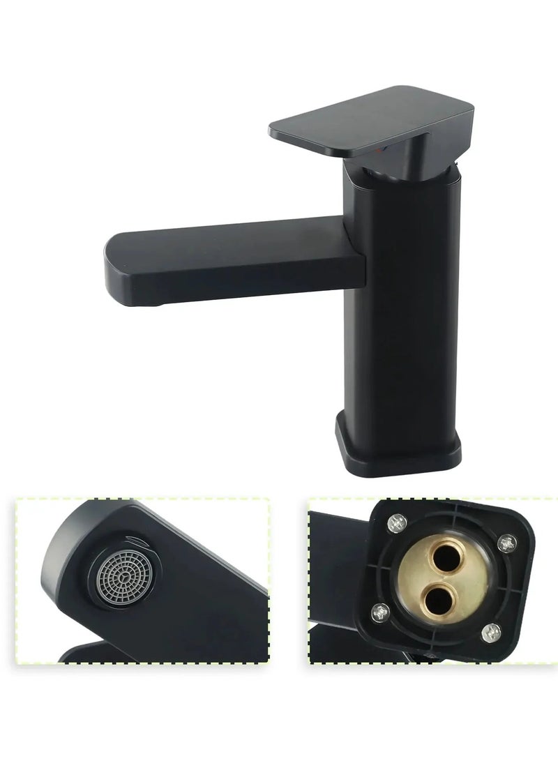 ارواق حنفية حمام سوداء عصرية - خلاط ساخن وبارد، حنفية حوض مربعة مثبتة على السطح للحوض أو حوض الاستحمام - Image 3