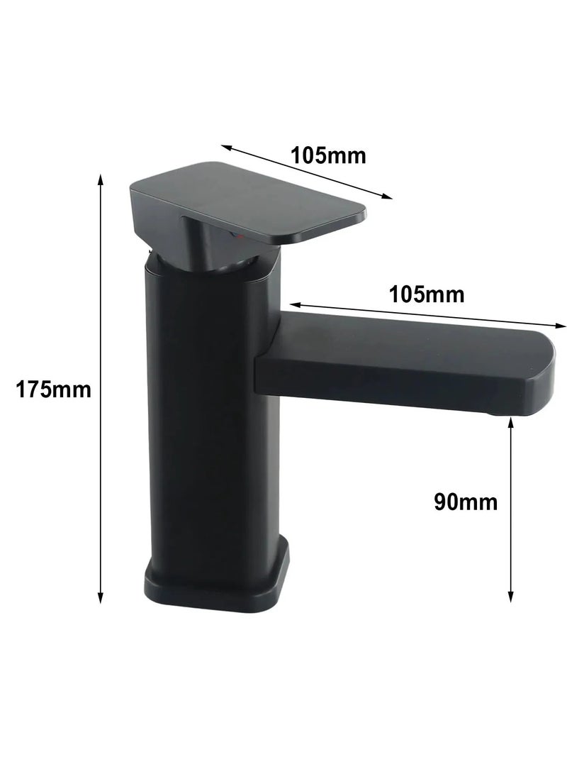 ارواق حنفية حمام سوداء عصرية - خلاط ساخن وبارد، حنفية حوض مربعة مثبتة على السطح للحوض أو حوض الاستحمام - Image 4