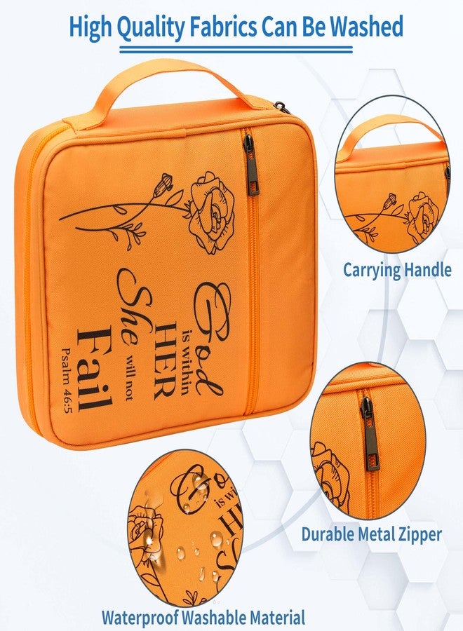 GUEER Bible Cover for Women, Bible Holder, Bible Cover Carrier Carrying Organizer Bag, Zipper and Pockets for Standard Size Bible, Gift for Women(HERorange) - Image 5