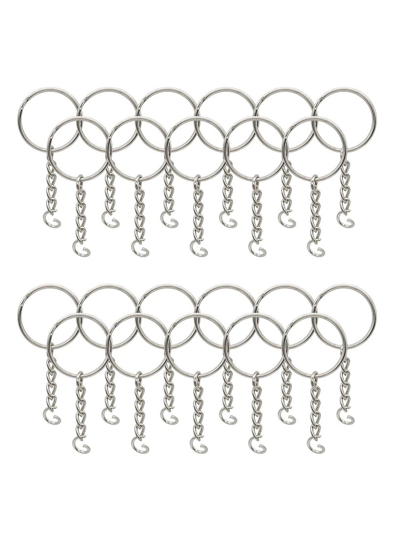 Generic 100 Pack Bulk Keyring Set Split Key Chain Rings with 1 inch Large Chains Heavy Duty Metal Keychain Ring Easy to Use Open Jump Rings Strong Small Round DIY Jewelry Making Keyrings Kit  - Image 1