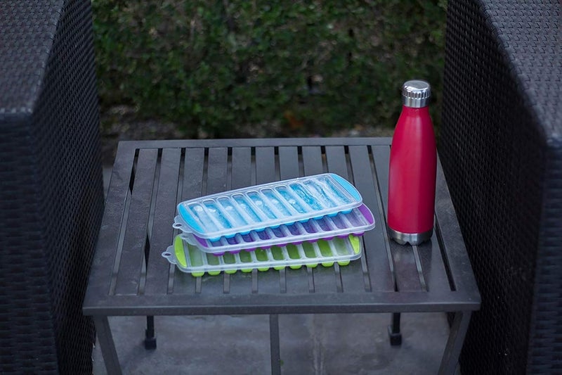 faas faas Water Bottle Long Stick Ice Cube Trays with Easy Push Pop Out Narrow Ice Stick Cubes Assorted Color Silicone Bottom Ice Stick Tray Pack of 3  - Image 5
