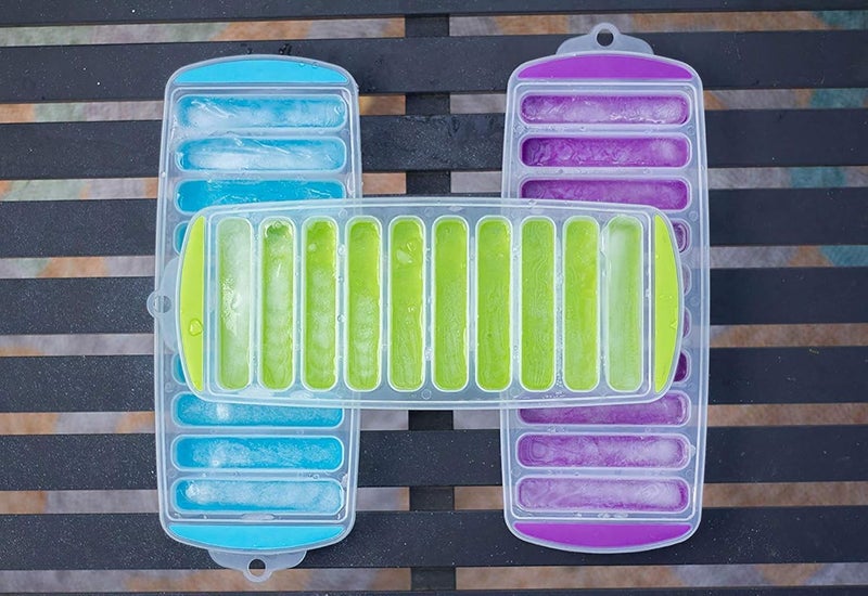 faas faas Water Bottle Long Stick Ice Cube Trays with Easy Push Pop Out Narrow Ice Stick Cubes Assorted Color Silicone Bottom Ice Stick Tray Pack of 3  - Image 2