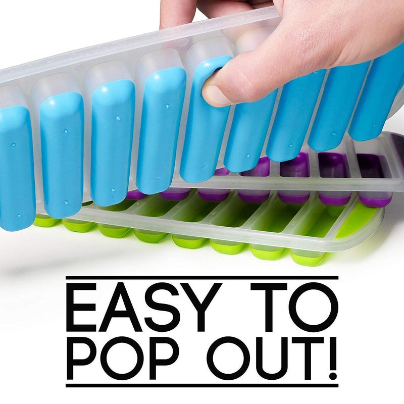faas faas Water Bottle Long Stick Ice Cube Trays with Easy Push Pop Out Narrow Ice Stick Cubes Assorted Color Silicone Bottom Ice Stick Tray Pack of 3  - Image 3