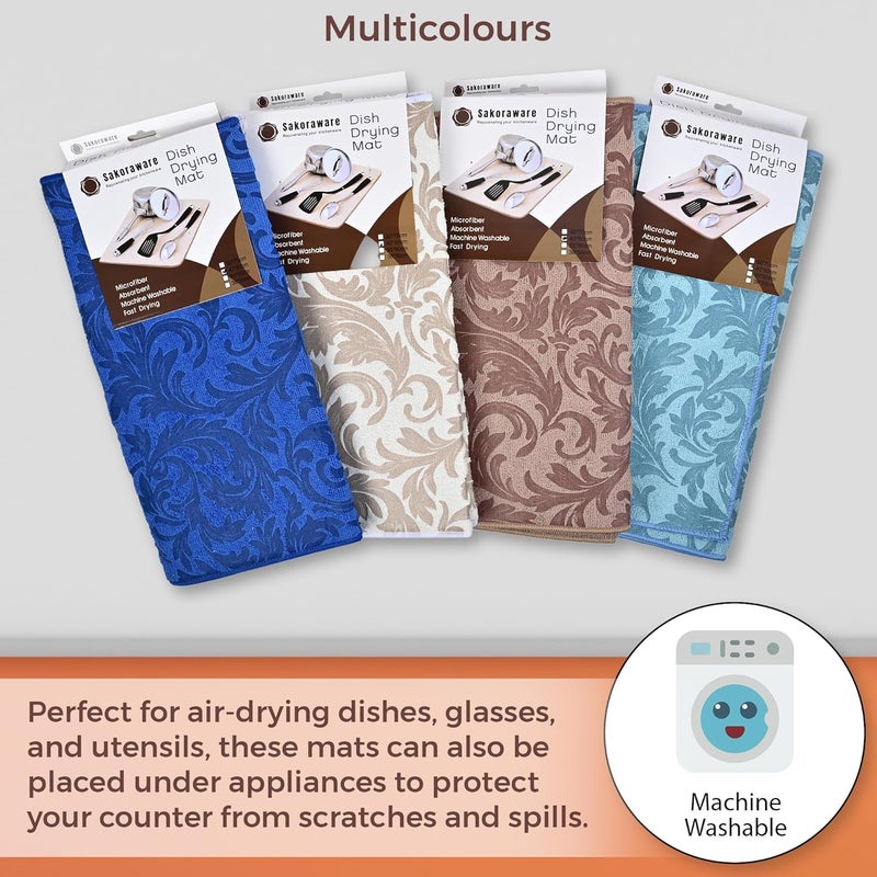 sakoraware Super Absorbent Wet Utensils Water Draining Microfiber Dish Drying Mat (50x90cm, XXL Size, Multicolor)| Non-Slip |Quick Dry Splash Proof Placemat for Kitchen Sink Countertop |Reversible - Image 2