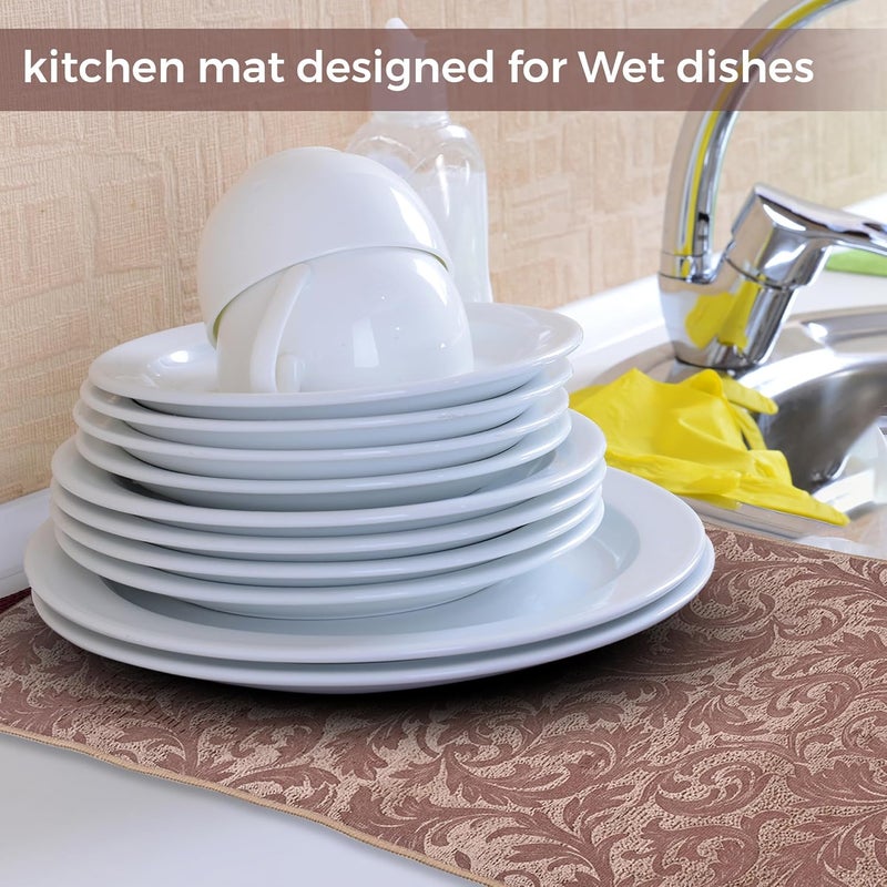 sakoraware Super Absorbent Wet Utensils Water Draining Microfiber Dish Drying Mat (50x90cm, XXL Size, Multicolor)| Non-Slip |Quick Dry Splash Proof Placemat for Kitchen Sink Countertop |Reversible - Image 1