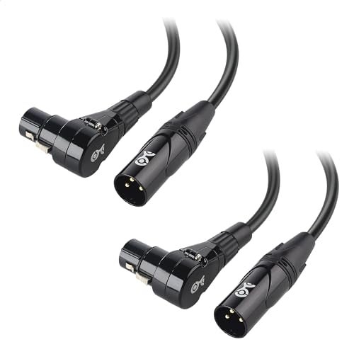 Cable Matters 2-Pack Right Angle XLR Cable, Short XLR Microphone Cable - 1ft, Oxygen-Free Copper (OFC) Microphone Right Angle Cord, Mic Cord, Black - Image 1