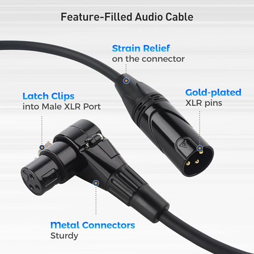 Cable Matters 2-Pack Right Angle XLR Cable, Short XLR Microphone Cable - 1ft, Oxygen-Free Copper (OFC) Microphone Right Angle Cord, Mic Cord, Black - Image 5