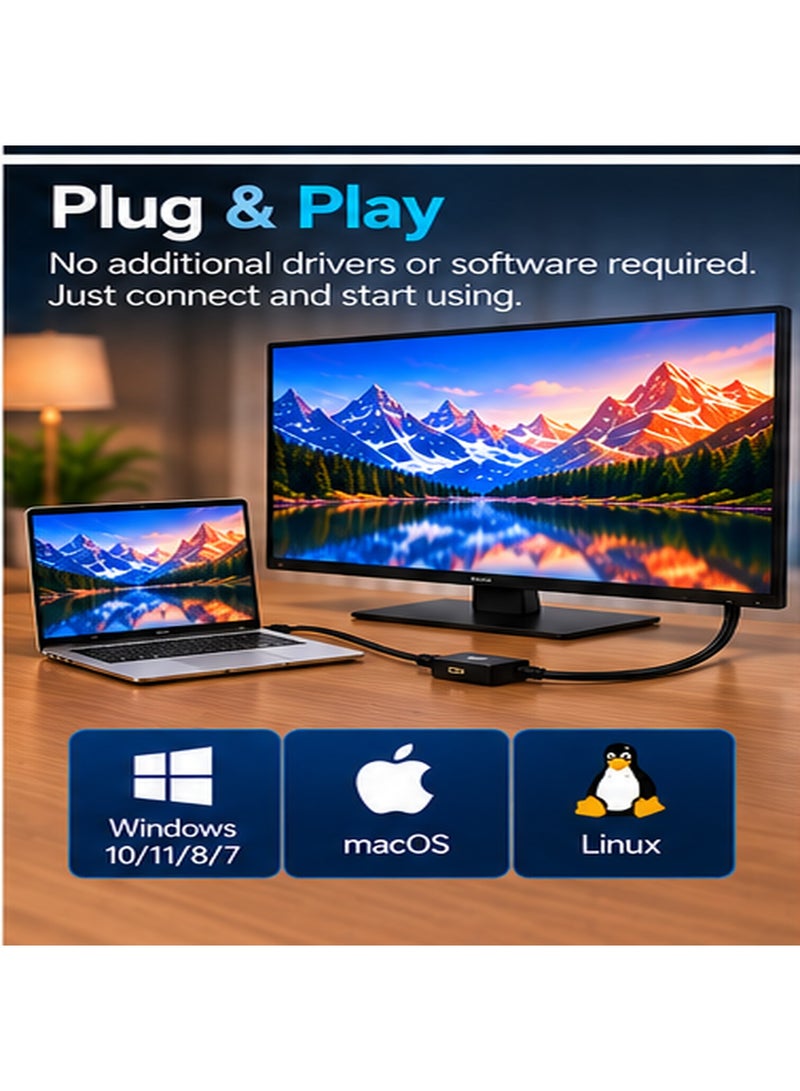أونتن كابل ONTEN OTN-5160-5M (بطول 5 أمتار) لتحويل HDMI إلى DisplayPort؛ كابل نشط (Active) بموصلات HDMI (ذكر) وDP (ذكر) مزود بشريحة تحويل مدمجة، يضمن نقل فيديو مستقر لمسافات طويلة؛ مثالي للاستخدام مع الشاشات، وشاشات العرض الاحترافية، وقاعات الاجتماعات المكتبية، والفصول الدراسية، وأنظمة المسرح المنزلي، ومنصات الألعاب. - Image 5