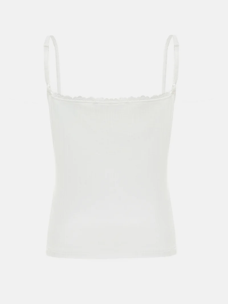 Lichi Strappy top with openwork braid and bow at collar