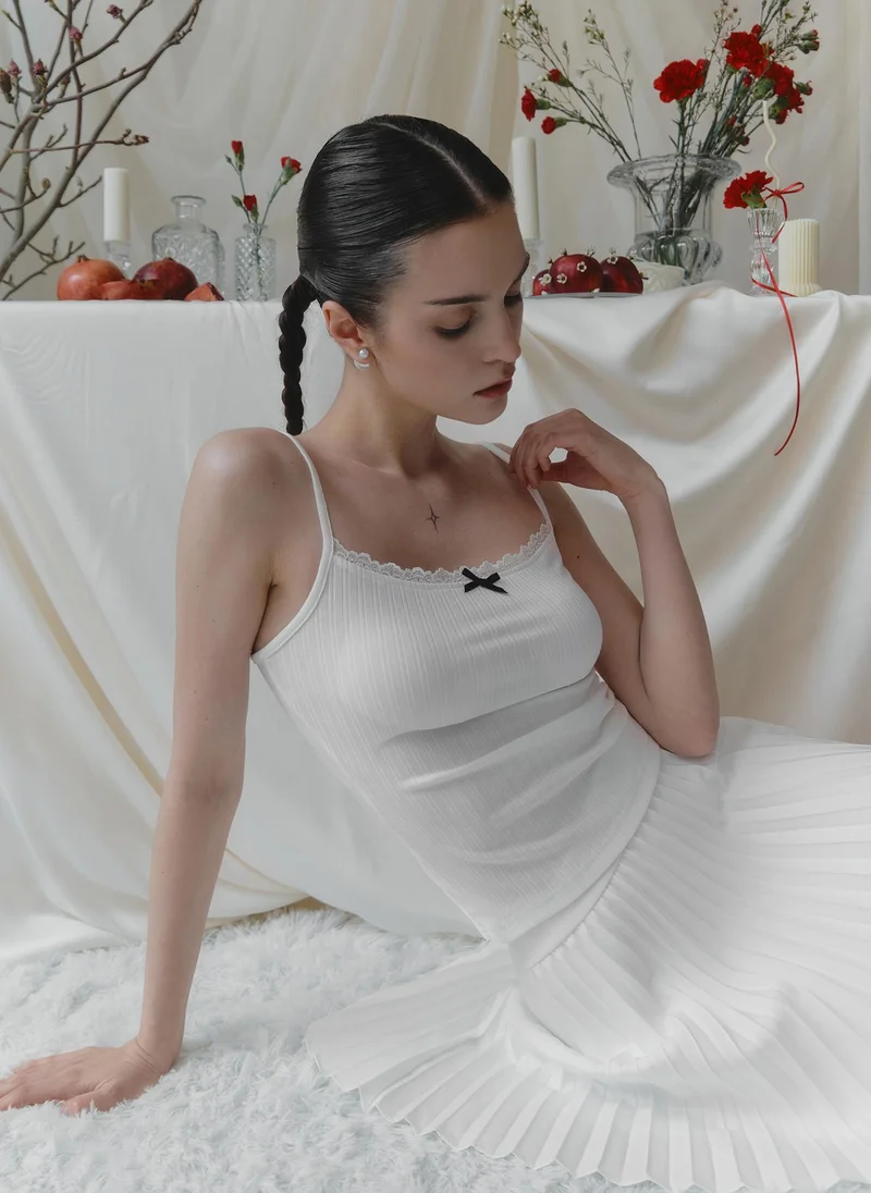 Lichi  Strappy top with openwork braid and bow at collar for Women | Best Price UAE