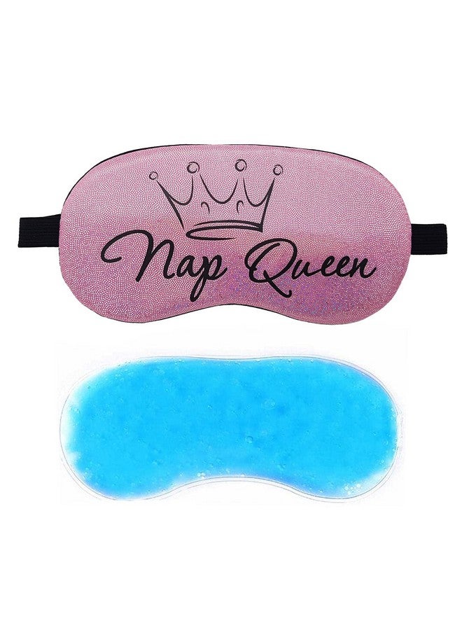 Jenna Cotton Print Cute Sleeping Eye Shade Mask Cover For Insomnia, Meditation, Puffy Eyes And Dark Circles With Gel (Pink)  - Image 1