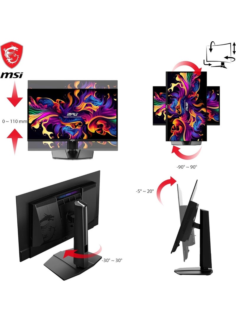 MSI RENEWED MSI MPG 271QRX QD-OLED Gaming Screen 26.5 Inches WQHD – Quantum Dot OLED Panel 2560 x 1440, 360Hz/0.03ms, 99% DCI-P3, ΔE≤2, DisplayHDR True Black 400 – KVM, RGB, DP 1.4a, HDMI 2.1, USB Type-C - Image 4