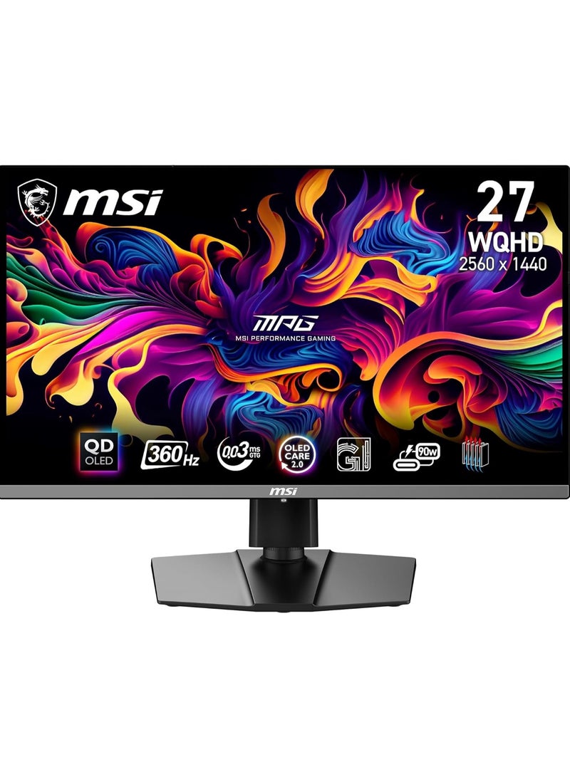 MSI RENEWED MSI MPG 271QRX QD-OLED Gaming Screen 26.5 Inches WQHD – Quantum Dot OLED Panel 2560 x 1440, 360Hz/0.03ms, 99% DCI-P3, ΔE≤2, DisplayHDR True Black 400 – KVM, RGB, DP 1.4a, HDMI 2.1, USB Type-C - Image 1