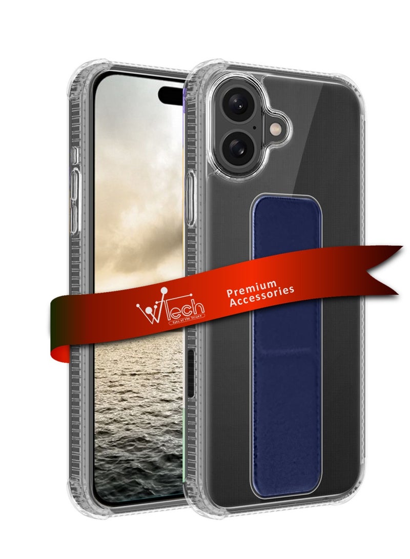 Wtech Apple iPhone 16 Plus 2024 TPU Hand Grip Air Pillow Case Cover - Clear/Navy Blue - Image 1