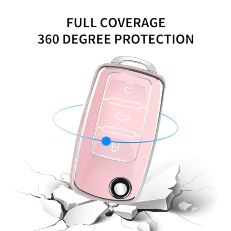 for VW Car Key Fob Cover with Keychain, Soft TPU Car Key Case Shell for Volkswagen Beetle Gti Jetta Passat Tiguan - Image 5