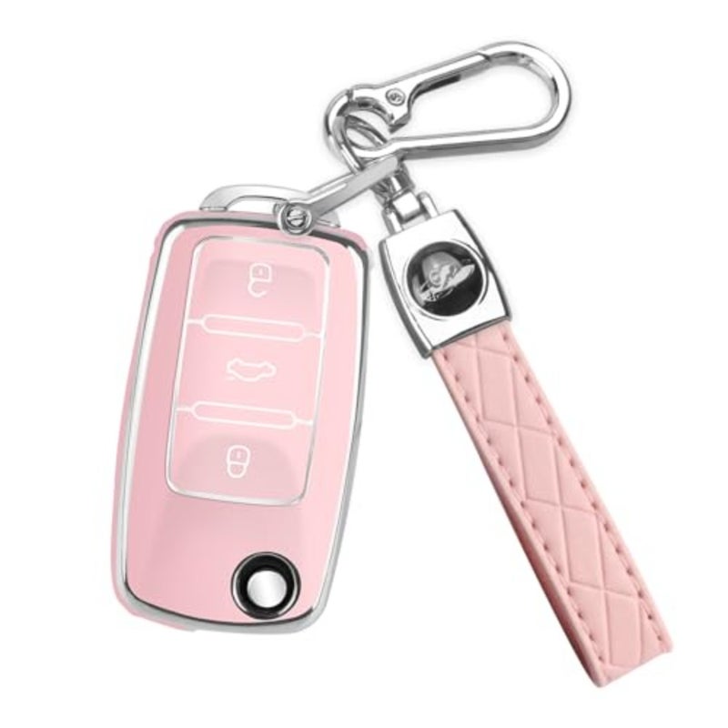 for VW Car Key Fob Cover with Keychain, Soft TPU Car Key Case Shell for Volkswagen Beetle Gti Jetta Passat Tiguan - Image 1