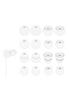 KASTWAVE 8 Pairs Powerbeats Pro Ear Tips Buds, Replacement Earbuds Tip Ear Gel Ear Plug Eartip, Noise Reduce Silicone Rubber Earbuds Eartips Wing Skin Accessories Compatible with Beats Flex/BeatsX - White  - Image 1