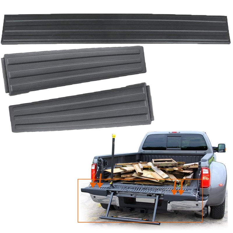 munirater 3PCS Tailgate Flex Flexible Step Protector Trim Molding Cap Black Replacement for 20092014 F150 9L3Z9941018AA 9L3Z9941019A