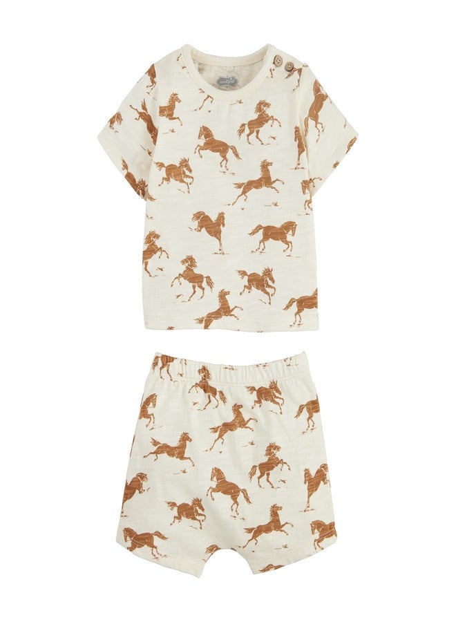 Mud Pie Children's Horse Print Baby Short Set; 9-12M