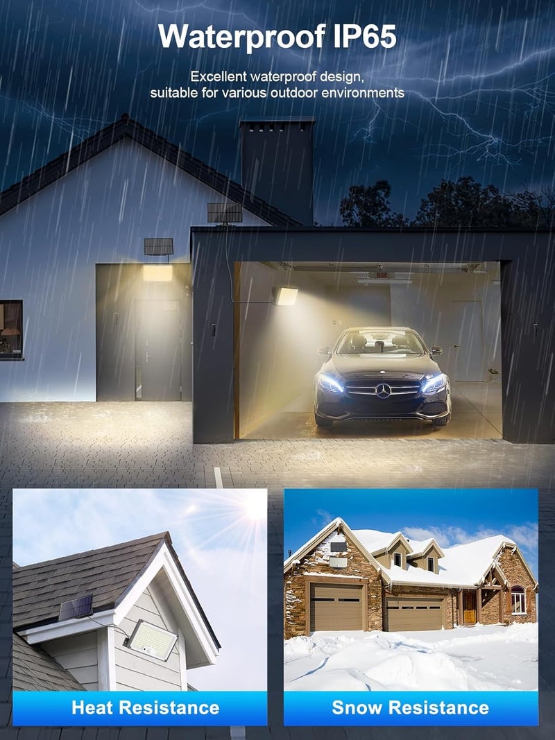 أضواء جوسيسيل الشمسية الخارجية مقاومة للماء IP65، 172 LED 9000K 3 أوضاع أضواء شمسية خارجية منفصلة مع مستشعر حركة ووحدة تحكم عن بعد، أضواء فيض شمسية من الغسق إلى الفجر للفناء والرواق والحديقة، 2 قطعة (أبيض دافئ) | مستشعر حركة منفصل بثلاثة أوضاع، وحدة تحكم عن بعد، مقاومة للماء IP65، للفناء والرواق والحديقة والمرآب - Image 4