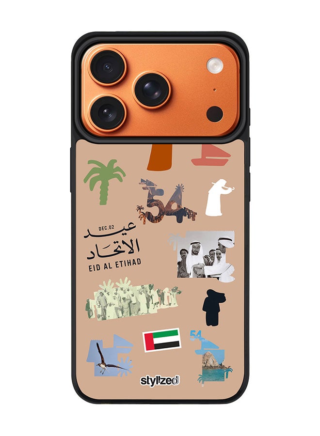 Stylizedd for iPhone 17 Pro Case [Compatible with MagSafe] Magnetic cover Slim fit Camera Protection, Shockproof Thin Phone Case- Eid Al Etihad 54th UAE National Day, Brown - Image 1