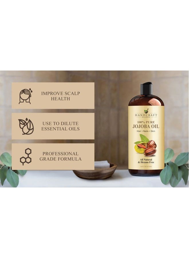 handcraft Blends Jojoba Oil - Cold-Pressed 16 Fl Oz - 100% Pure and Natural Premium Grade Carrier Oil for Skin and Hair - Body Massage - Hexane-Free - Hair Relaxer for Tight Curls  - Image 4