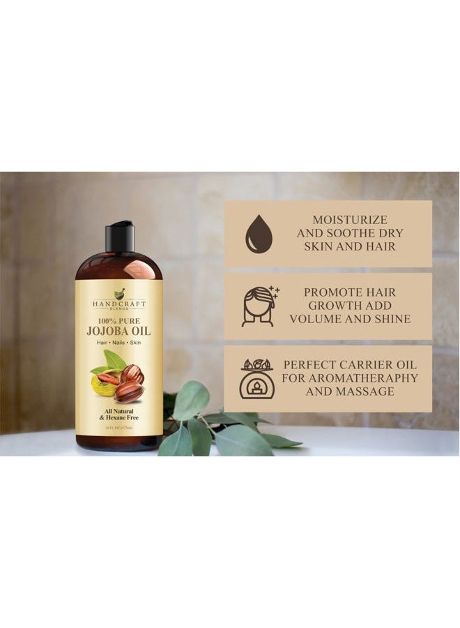 handcraft Blends Jojoba Oil - Cold-Pressed 16 Fl Oz - 100% Pure and Natural Premium Grade Carrier Oil for Skin and Hair - Body Massage - Hexane-Free - Hair Relaxer for Tight Curls  - Image 5