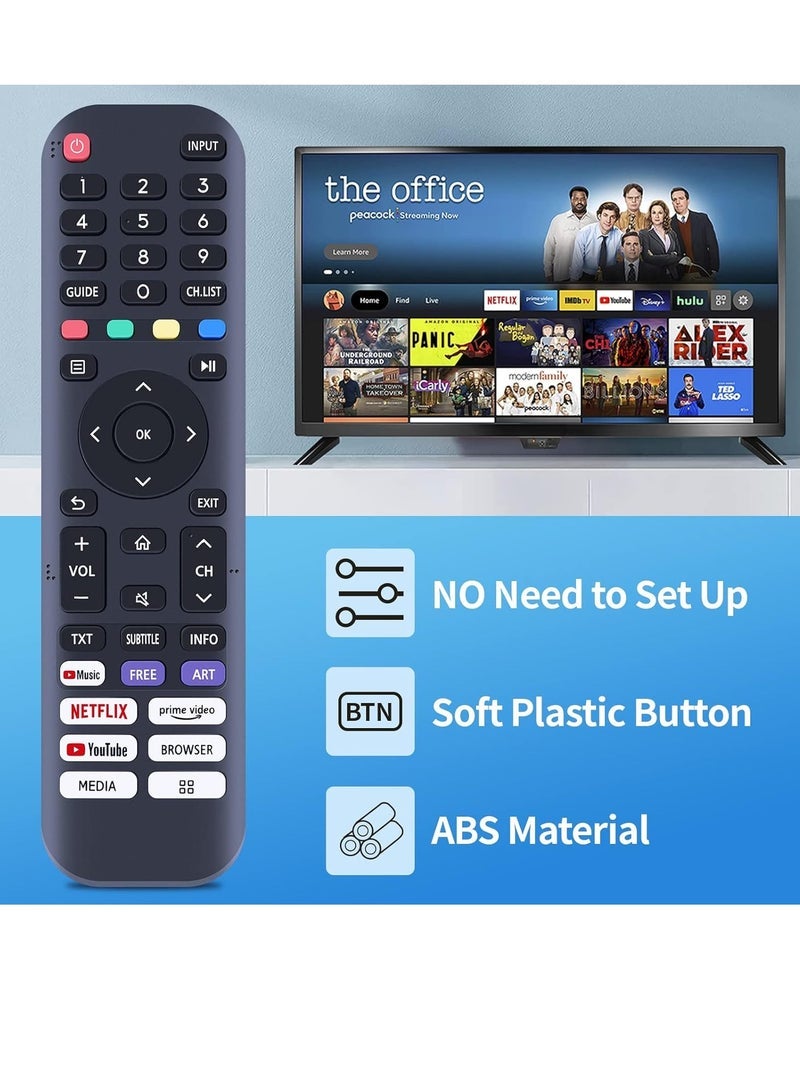 PopZa Replacement Remote Control EN2J30H for Hisense Vida Smart TV, Compatible with 32A45GV 40H5G 40A4GV 40A40GV 40A40GMV 40H55G 40A4HV 40A4070GMV 43H6G 43H77G 43V6G 43A60G 43A60TA60H 43A60GMV 43A6010GMV with battery - Image 3