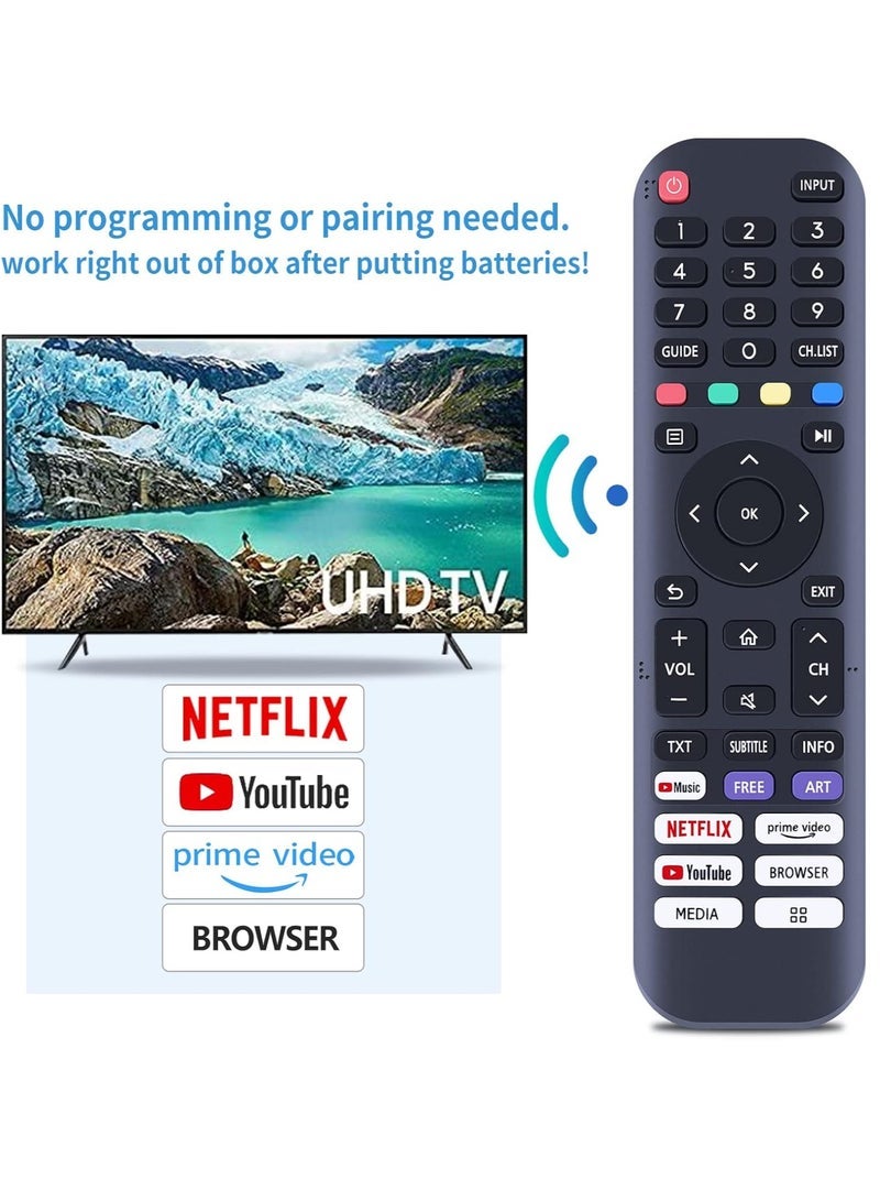 PopZa Replacement Remote Control EN2J30H for Hisense Vida Smart TV, Compatible with 32A45GV 40H5G 40A4GV 40A40GV 40A40GMV 40H55G 40A4HV 40A4070GMV 43H6G 43H77G 43V6G 43A60G 43A60TA60H 43A60GMV 43A6010GMV with battery - Image 4