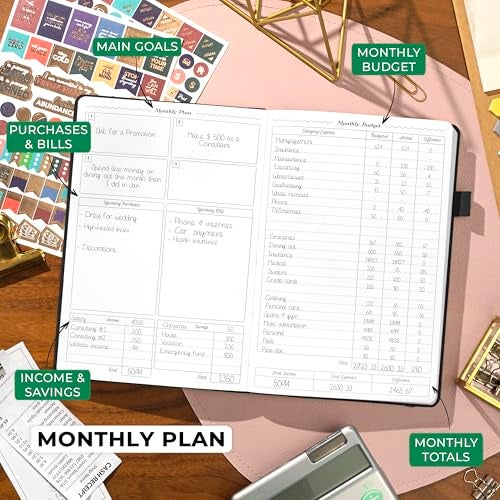 GoGirl Budget Planner – Monthly Financial Planner Organizer Budget Book. Expense Tracker Notebook Journal to Control Money, Compact (Black) - Image 3