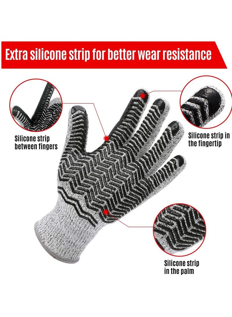 KASTWAVE Cutting Gloves, Level 5 Cut Resistant Gloves for Wood Carving Rotary Cutting Handling Glass Moving Boxes with Rubber Grip （L） - Image 4
