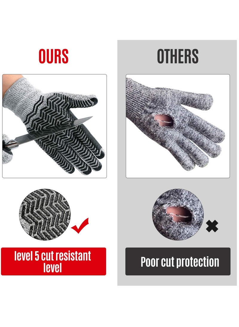 KASTWAVE Cutting Gloves, Level 5 Cut Resistant Gloves for Wood Carving Rotary Cutting Handling Glass Moving Boxes with Rubber Grip （L） - Image 3