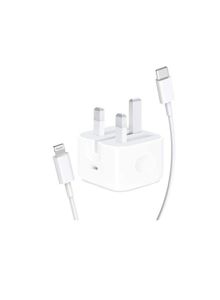 USB-C Power Adapter With Type-C To Lightning Cable 20W White