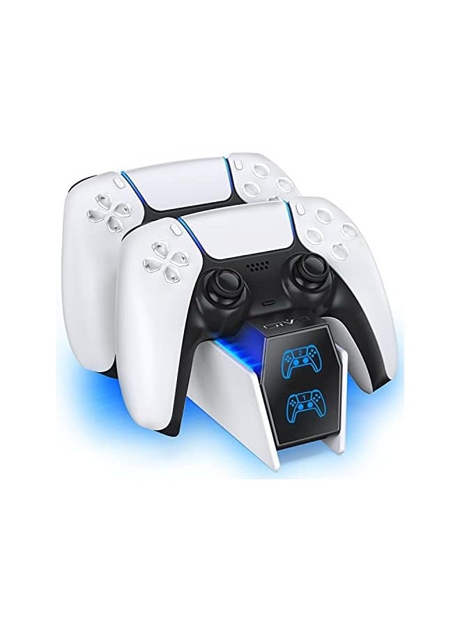 بيوينتي - محطة شحن PS5، شاحن سريع ثنائي للذراعين PS5 لمدة ساعتين لجهاز بلاي ستيشن 5، تحسين محطة شحن PS5 مع نوعي كابل، شاحن PS5 لجهازين تحكم PS5، يو إس بي - Image 1