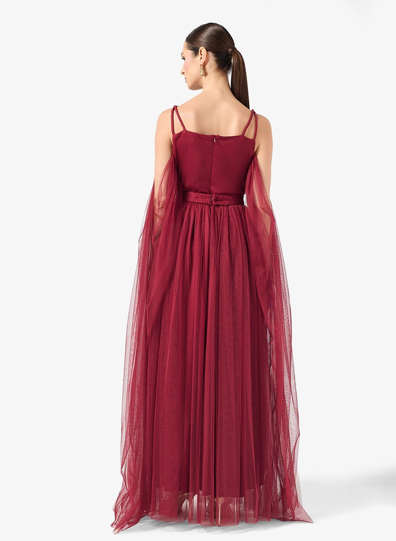 Ella Limited Edition Cold Shoulder Evening Dress With Exaggerated Sleeves - Image 2